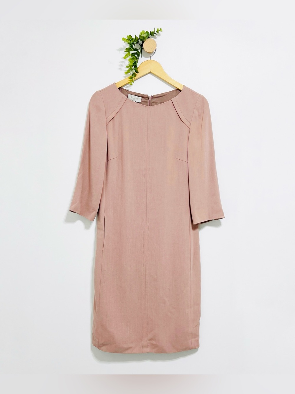HOBBS London Wool Blend Dusty Pink Modest Career Party Dress